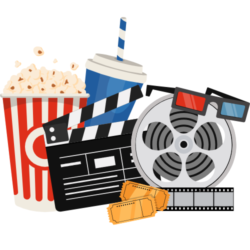 popcorn, drinks, 3d glasses