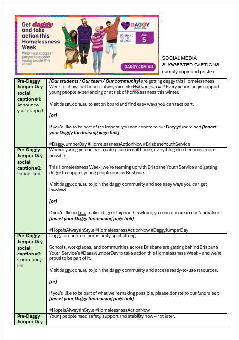 Suggested social media captions