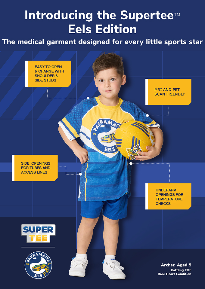 Image depicting the features of a boys Supertee Eels Edition