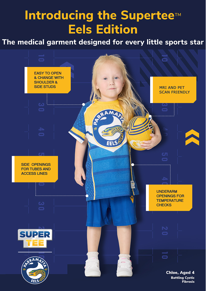 Image depicting the features of a girls Supertee Eels Edition