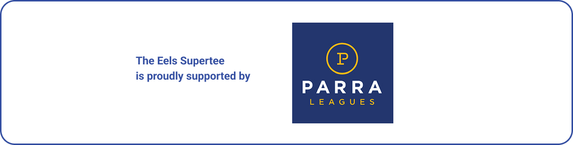 The Eels Supertee is proudly supported by Parra Leagues