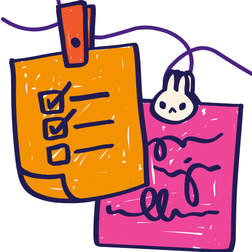 Sticky notes on thread