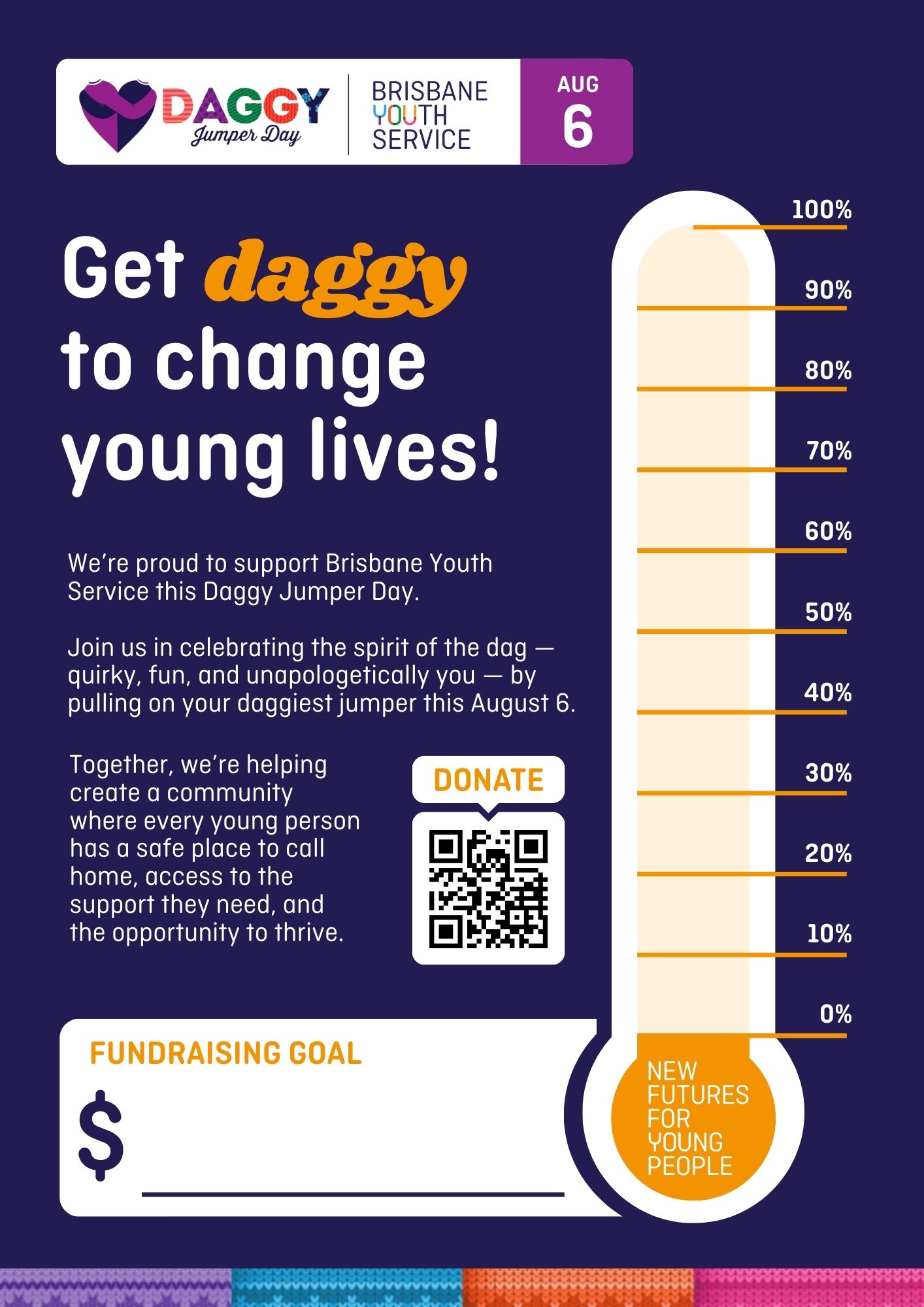 Get daggy to change young lives thermometer poster